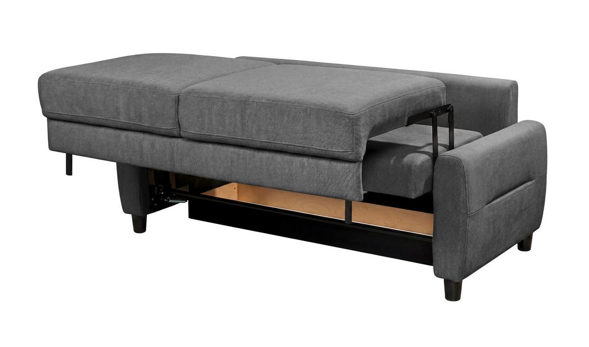 Schlafsofa Rio Elaris B: 192cm - Schwarz/Graphitfarben, MODERN, Textil (192/83/99cm) - MID.YOU