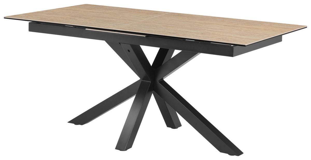 Esstisch Lotus Schwarz/Beige L: 168-210 cm - Beige/Schwarz, MODERN, Glas/Keramik (168-210/90/76cm) - MID.YOU