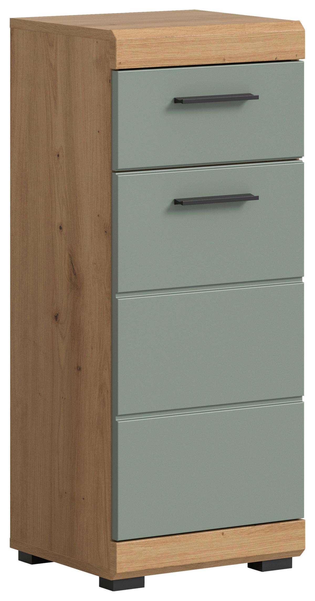 Midischrank Scout Eiche Artisan Dekor Salbeigrün - Salbeigrün/Schwarz, MODERN, Holzwerkstoff (37/88/31cm) - MID.YOU
