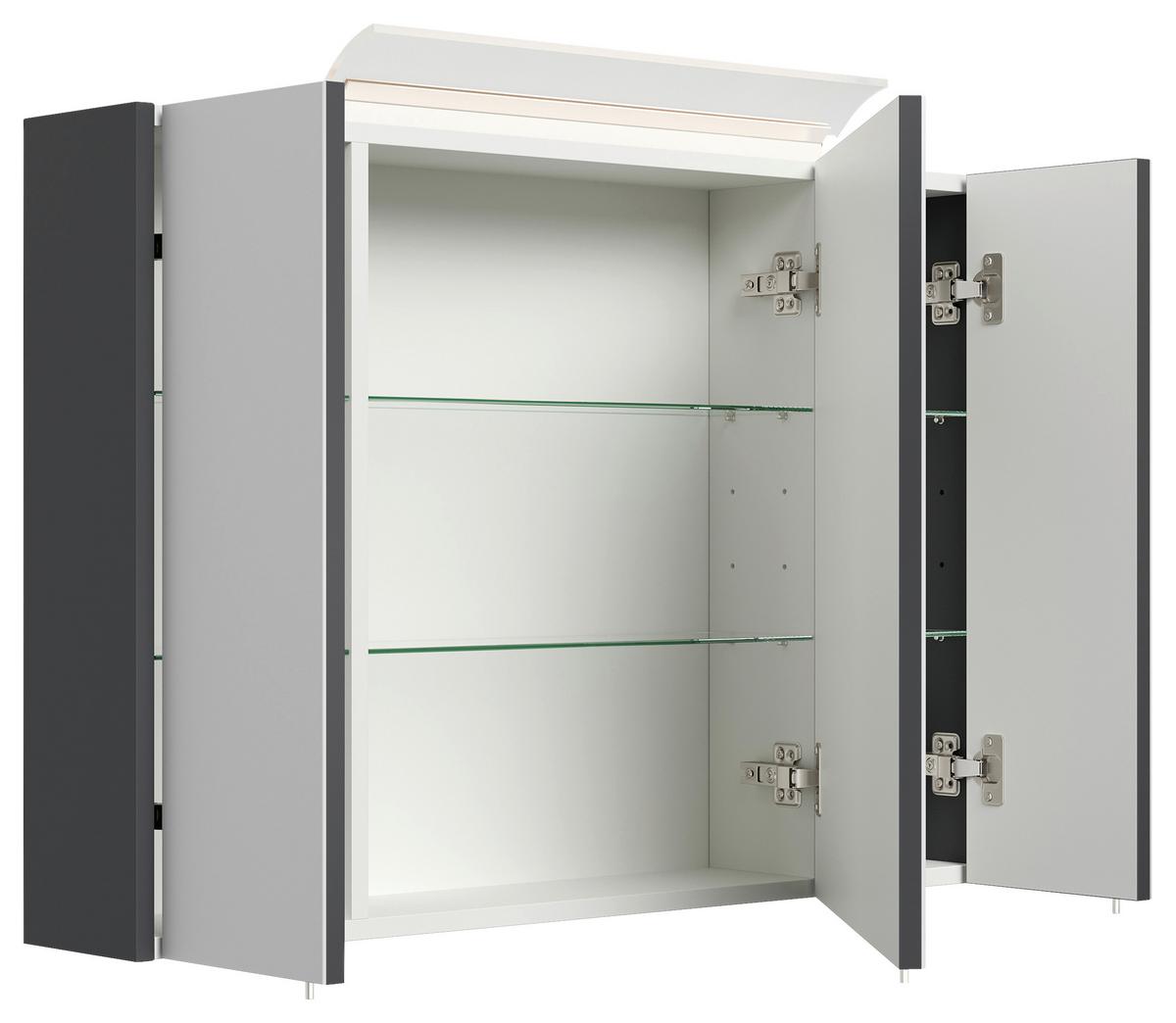 Spiegelschrank Graphitfarben B: 90 cm - Graphitfarben, MODERN, Glas/Holzwerkstoff (90/62/17cm) - MID.YOU