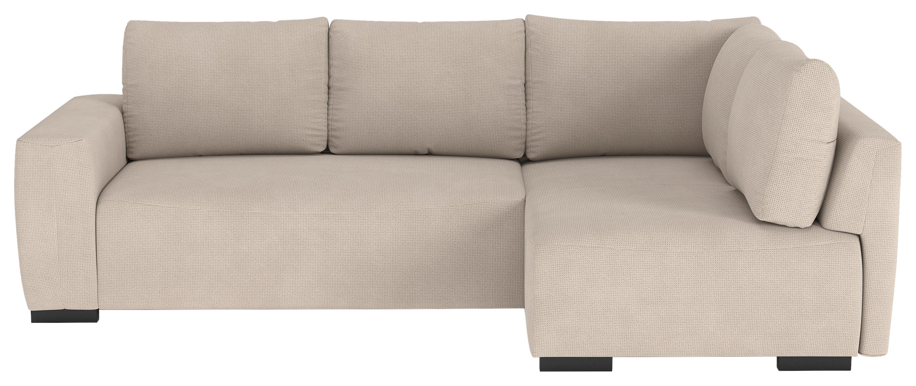 Ecksofa mit Bettfunktion Giro Mikrofaser natur, B: 252cm - Schwarz/Naturfarben, Trend, Textil (252/170cm) - MID.YOU