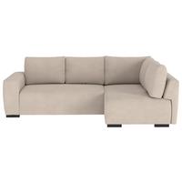 Ecksofa mit Bettfunktion Giro Mikrofaser natur, B: 252cm - Schwarz/Naturfarben, Trend, Textil (252/170cm) - MID.YOU