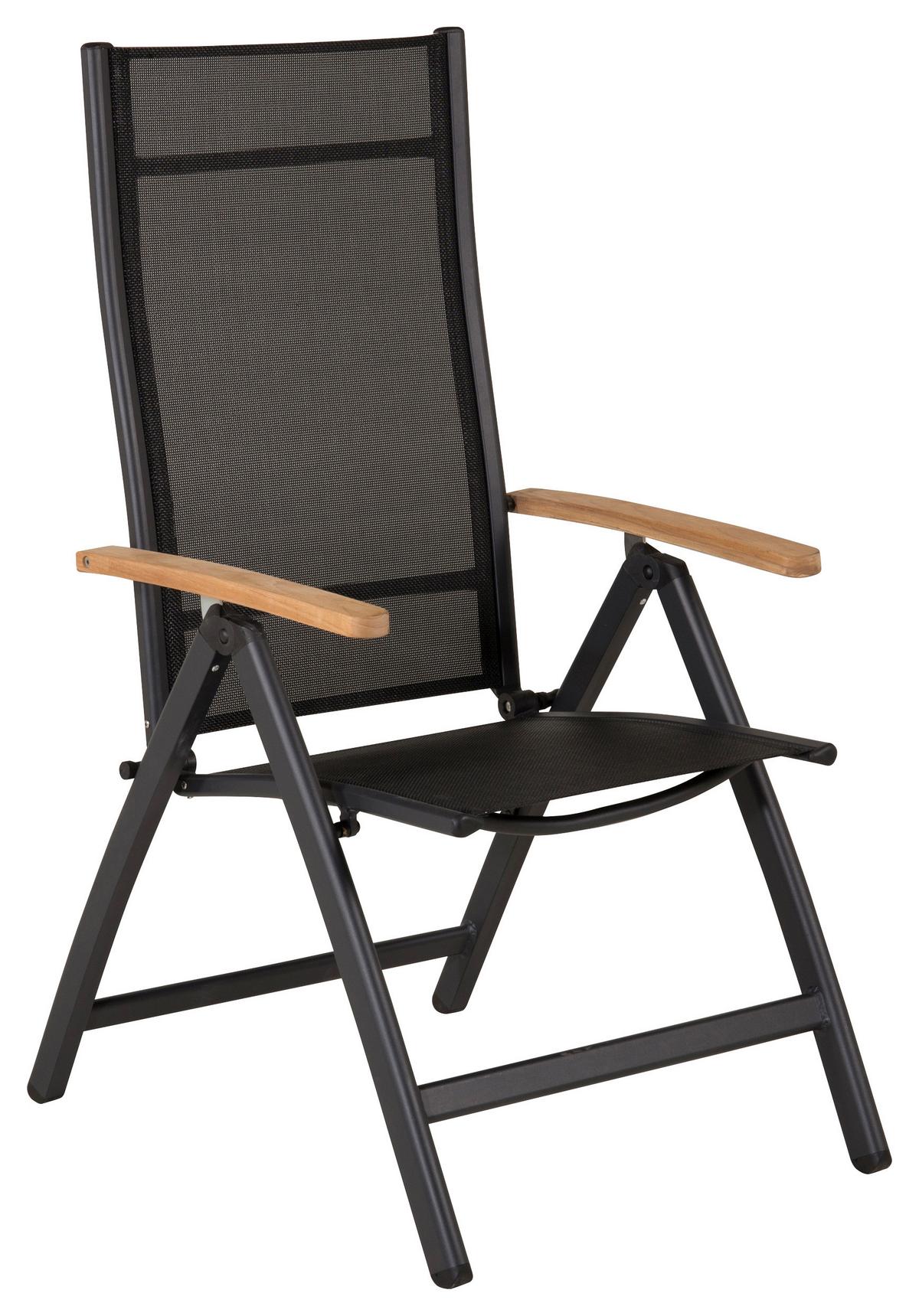 Gartensessel-Set 2-Tlg. Panama Metall/Textil - Schwarz/Naturfarben, KONVENTIONELL, Textil/Metall (60/110/75cm) - Gardenson