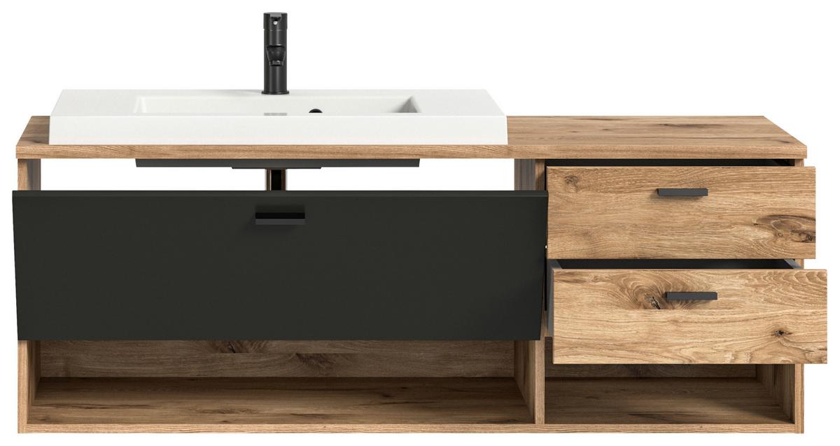 Waschtischkombi Grado Eichefarben/grau B: 140 Cm - Eichefarben/Weiß, MODERN, Holzwerkstoff/Kunststoff (140cm) - MID.YOU