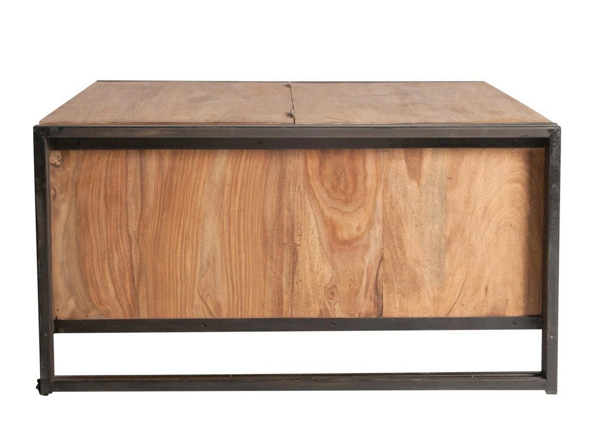 Couchtisch Naturfarben/Schwarz B: 90 cm - Schwarz/Naturfarben, Design, Holz/Metall (90/90/47cm) - MID.YOU