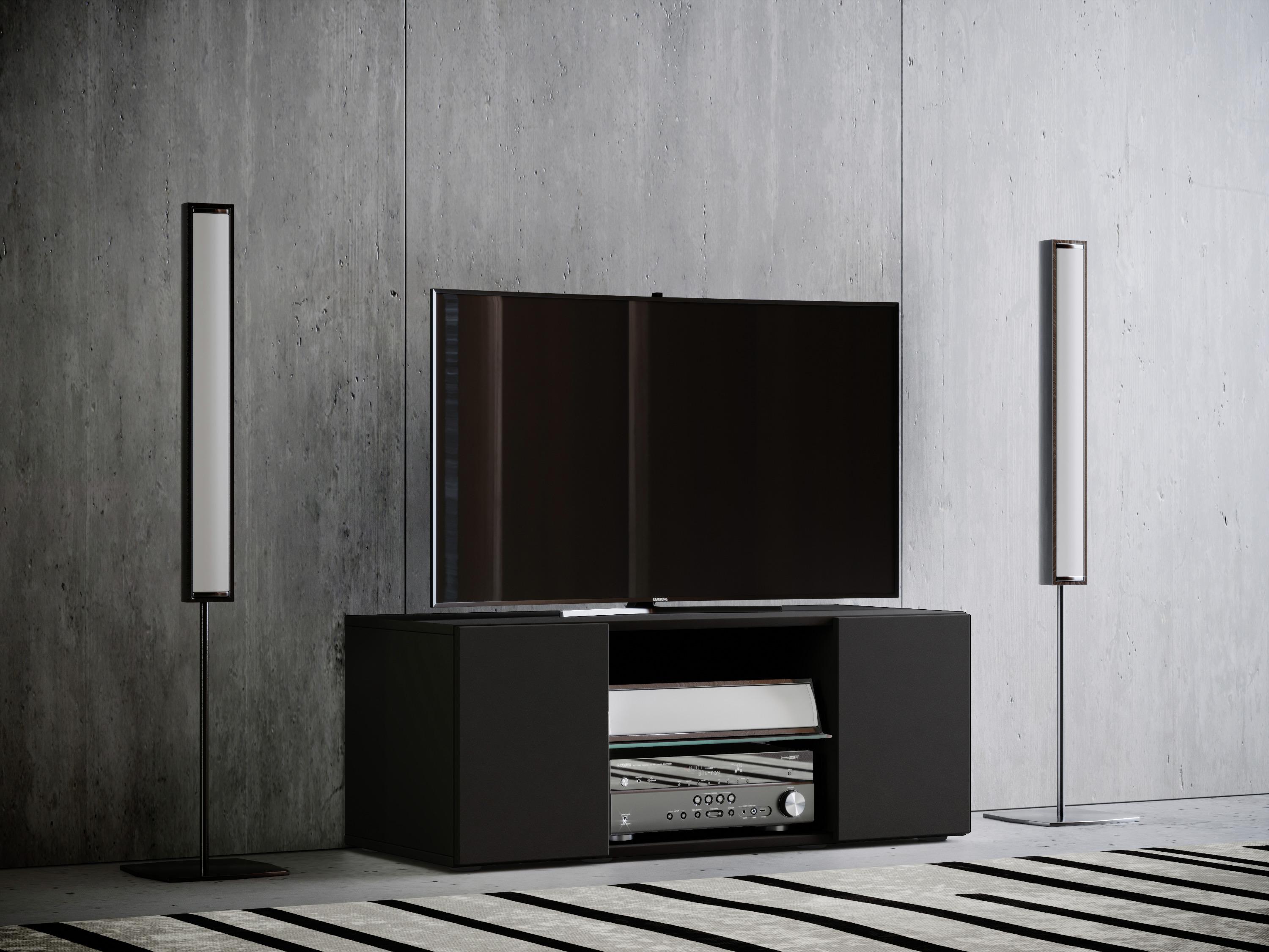 TV - skrinka Lowina š: 95 cm čierna - čierna, Konventionell, kompozitné drevo/plast (95/37,8/40,3cm) - MID.YOU