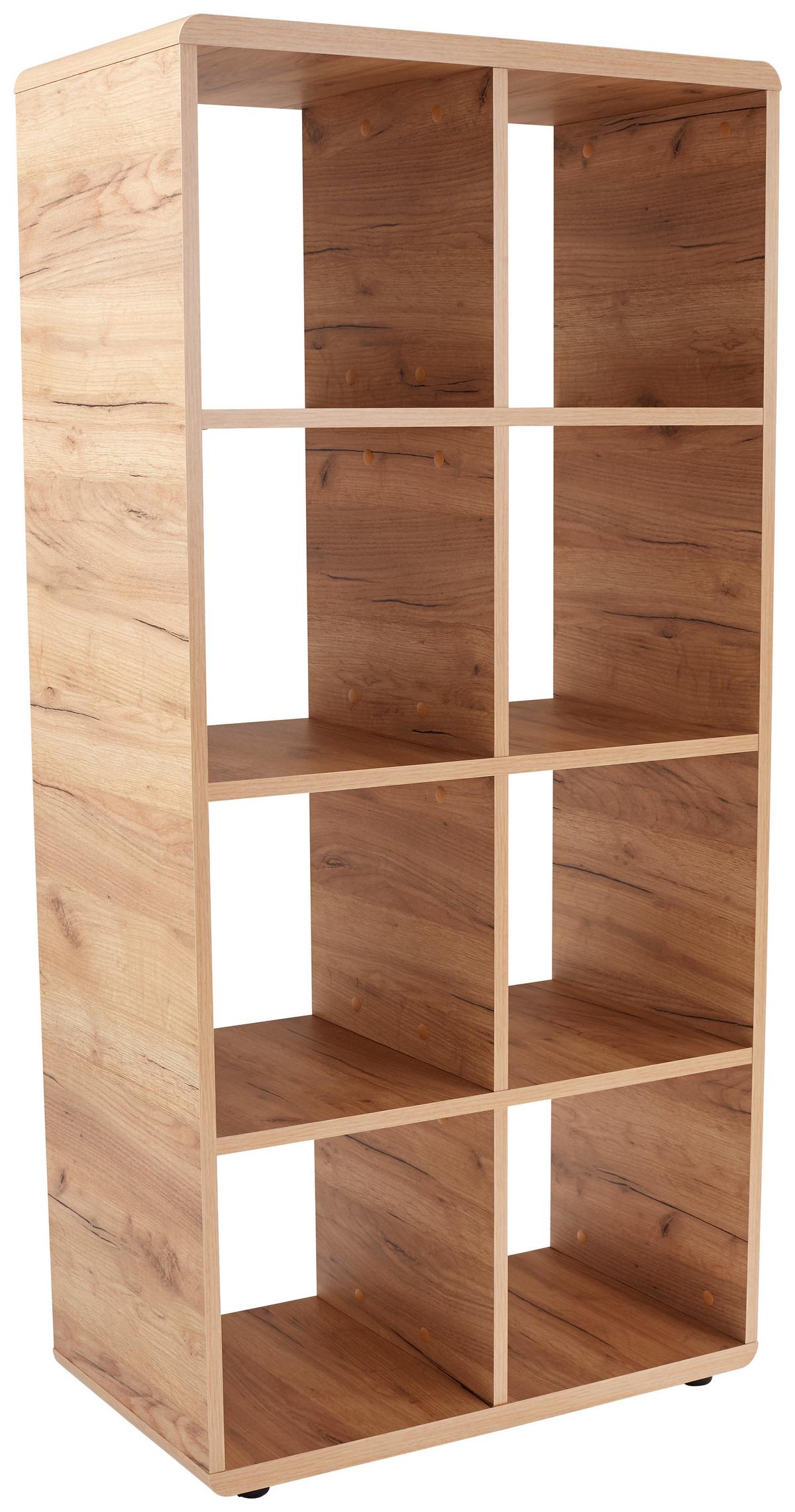 REGÁL FONTANA FTR02 - barvy dubu/černá, Moderní, kompozitní dřevo (73,2/145/35cm)