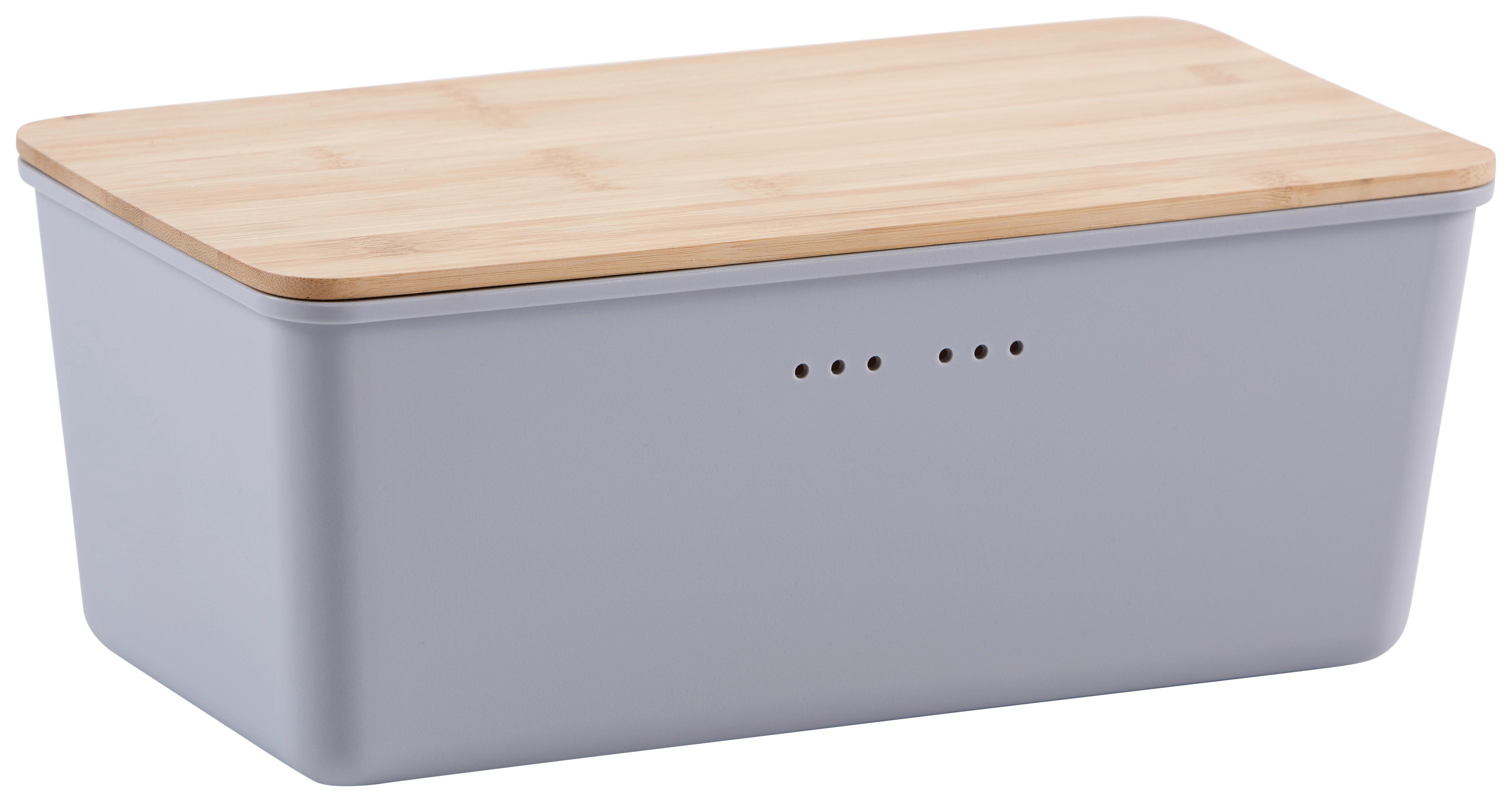Brotbox aus Kunststoff Blerta BxHxT: 34x18x13,5 cm, Grau - Naturfarben/Grau, MODERN, Holz/Kunststoff (34/18/13,5cm) - Luca Bessoni