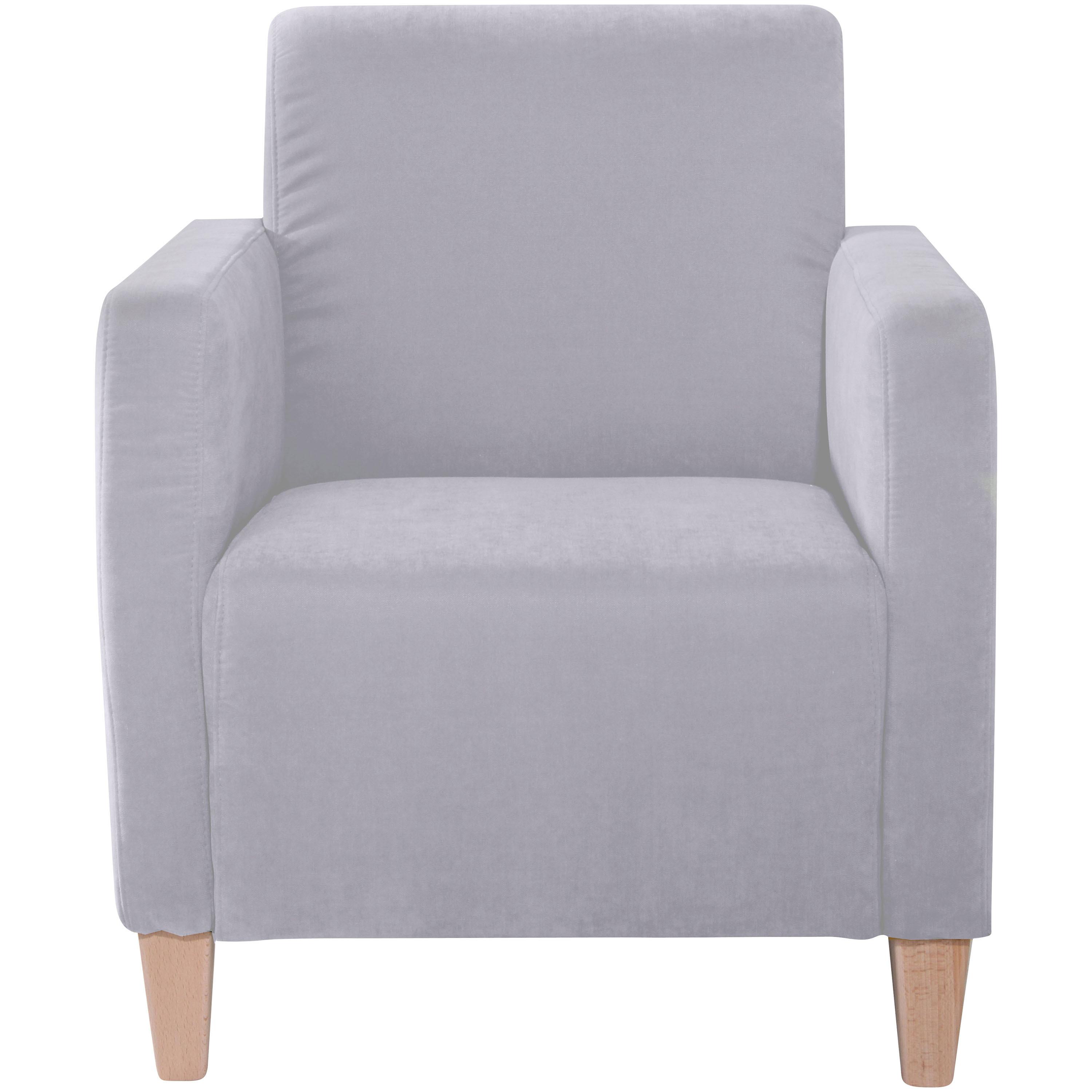 Polstersessel Mit Armlehnen Milla Samt Silberfarben - Silberfarben/Naturfarben, Design, Textil (71/81/70cm) - Max Winzer