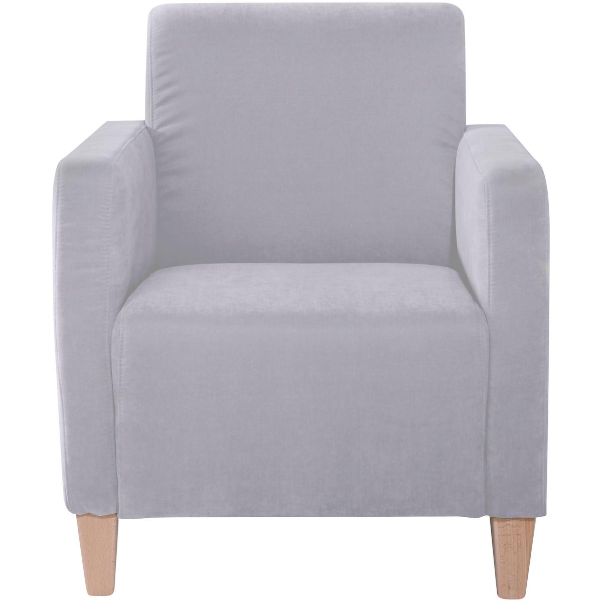 Polstersessel Mit Armlehnen Milla Samt Silberfarben - Silberfarben/Naturfarben, Design, Textil (71/81/70cm) - Max Winzer