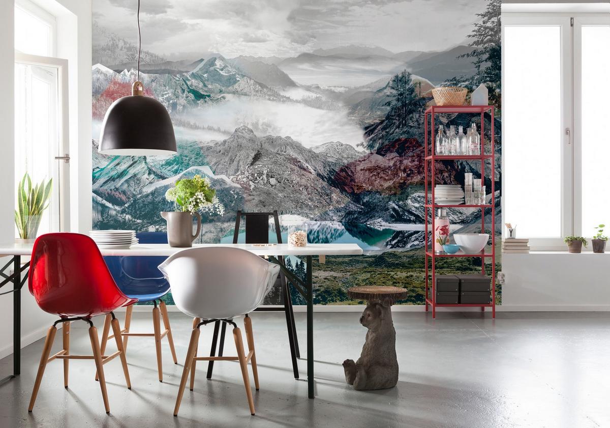 Vliestapete Up And Down - Multicolor, Natur, Papier (368/248cm)
