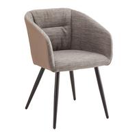 Jedálenská stolička Bianco pravá koža hnedá - hnedá/čierna, Modern, kov/koža (55,5/75,5/58cm) - Bessagi Home