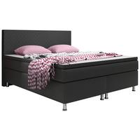 Boxspringbett Mit Topper 180x100 Cm Madrid - Silberfarben/Schwarz, KONVENTIONELL, Leder/Textil (180/115/210cm) - MID.YOU