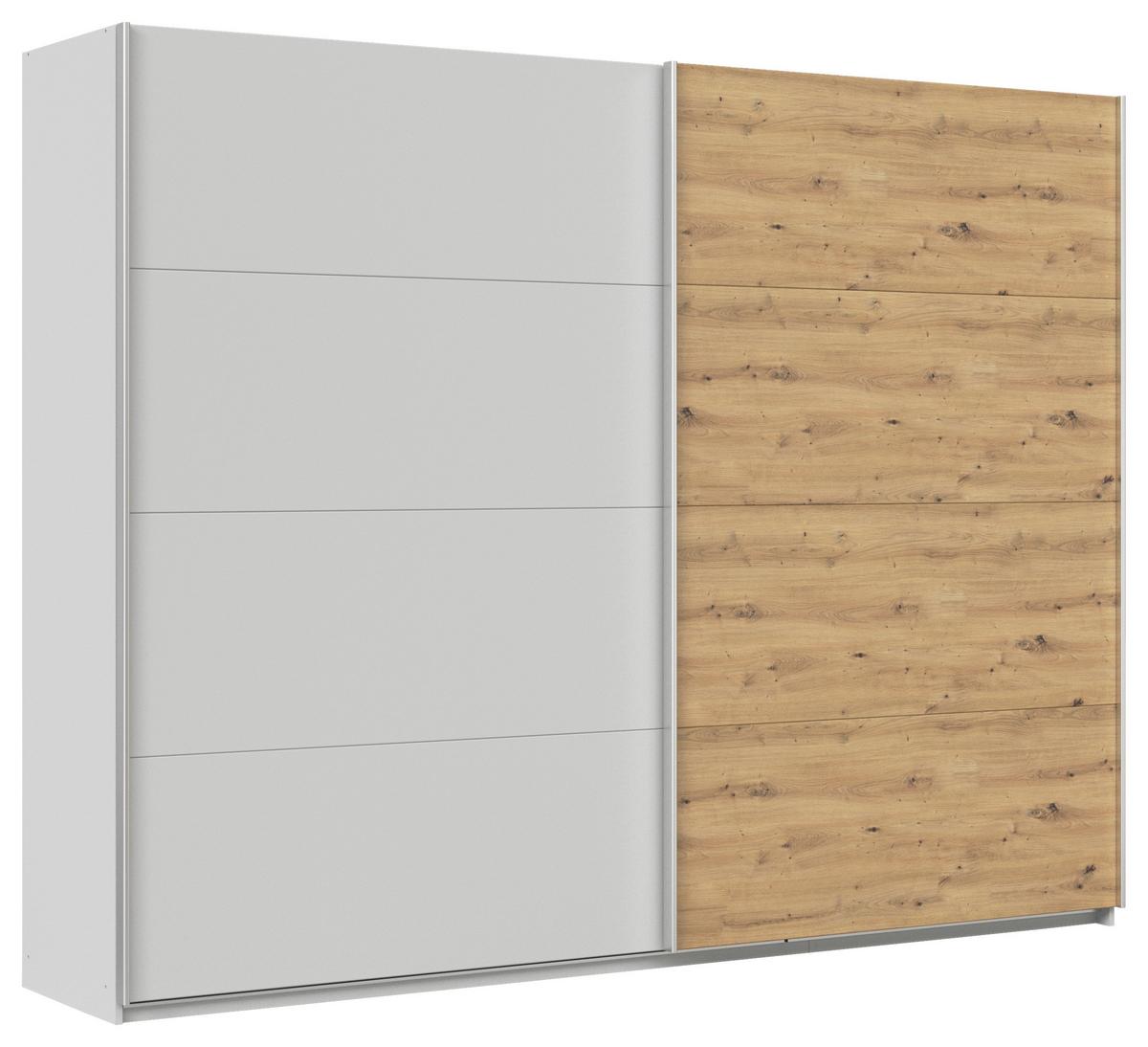 Schwebetürenschrank B: 271cm Feldkirch Seidengr/eiche Dekor - Hellgrau/Eiche Artisan, MODERN, Holzwerkstoff (271/210/62cm)