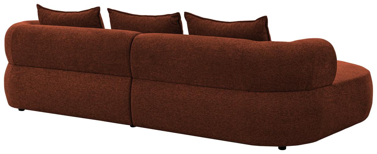 Ecksofa Ferro Rostfarben S: 156x256 cm - Rostfarben/Schwarz, Design, Textil (156/256cm) - Livetastic
