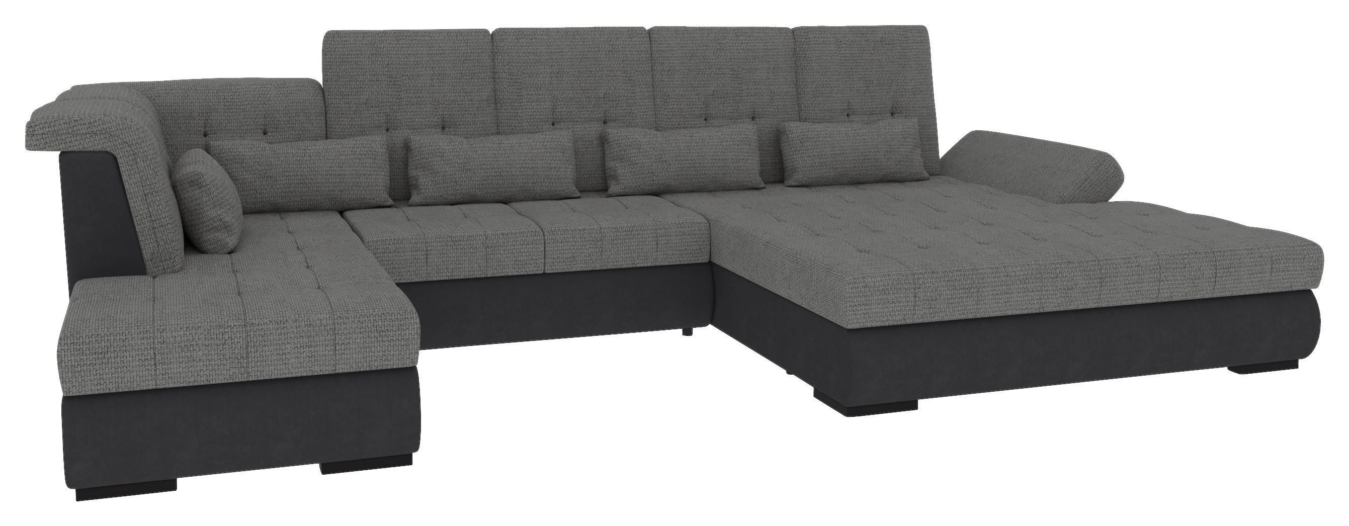 Wohnlandschaft Madera Anthrazit B: 358 cm - Anthrazit/Schwarz, KONVENTIONELL, Kunststoff/Textil (212/358/190cm)