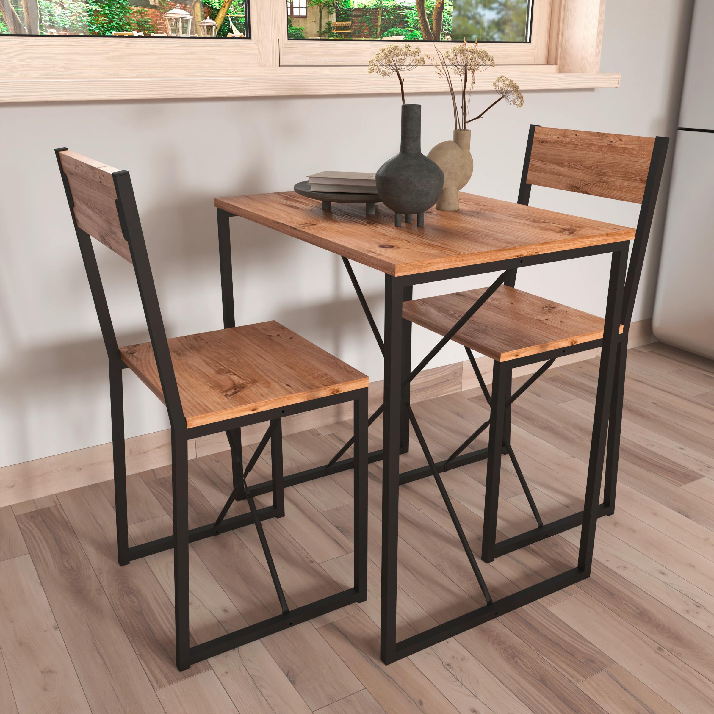 Esstisch Insasi Schwarz, Eiche Dekor L:72,8cm - Honigeiche/Schwarz, Design, Holzwerkstoff/Metall (72,8/52,7/84,7cm) - MID.YOU