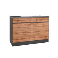 Spülenschrank Mit Spüle Turin B: 120 cm Graphit/Eiche Dekor - Eiche Wotan/Graphitfarben, Design, Holzwerkstoff (120/86/60cm) - Held