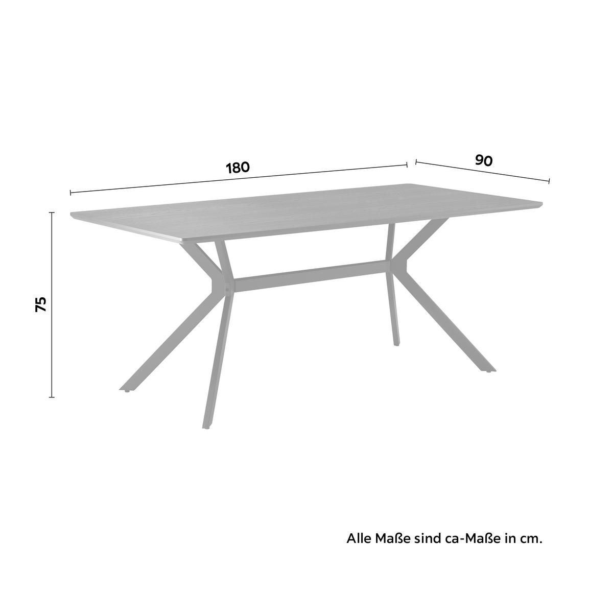 Jedálenský stôl Aragon, čierny 180x90cm - čierna, Modern, kov/kompozitné drevo (180/75/90cm) - Mömax