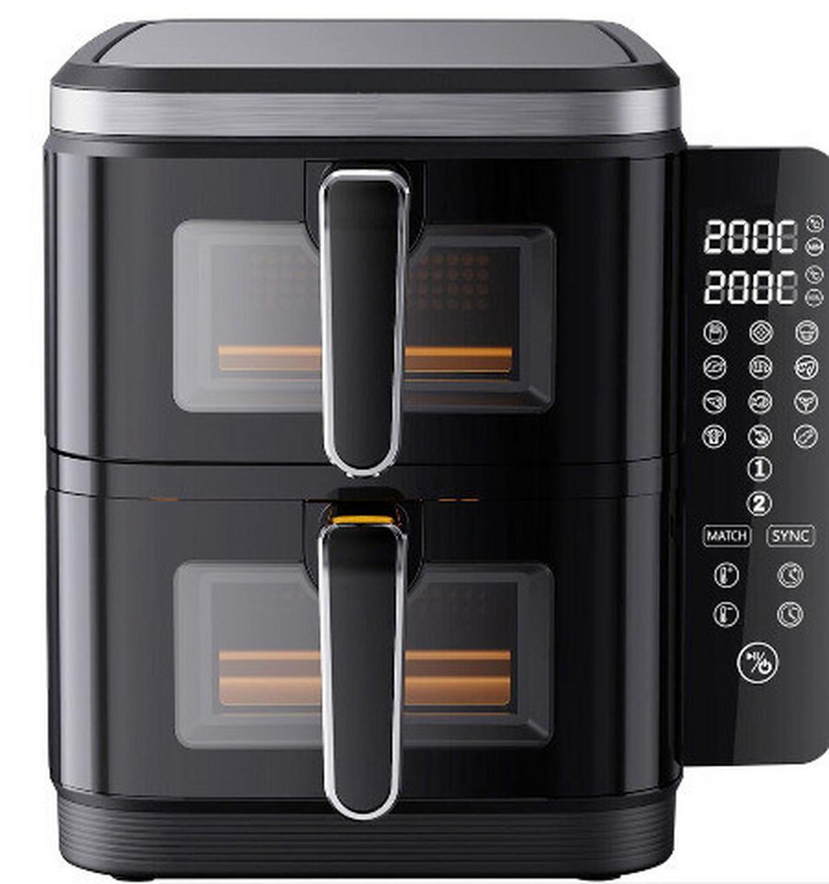Heißluftfritteuse Air Fryer Double Stack 2x 5.5l - Schwarz, Basics, Kunststoff/Metall (35/29/38cm)