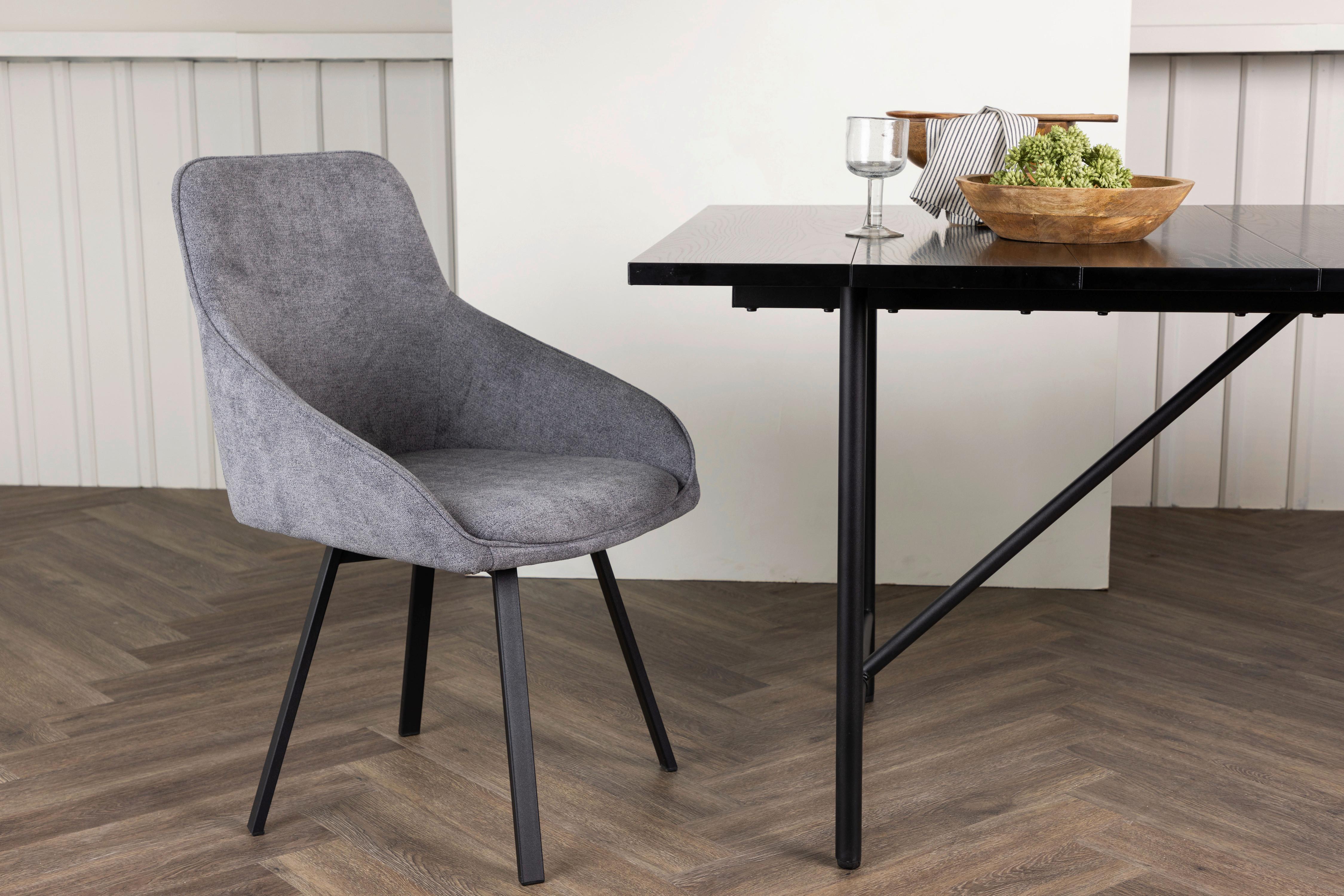 Stuhl-set Rosie Dunkelgrau/schwarz B: 55 Cm - Dunkelgrau/Schwarz, Design, Textil/Metall (55/88/60cm) - Livetastic