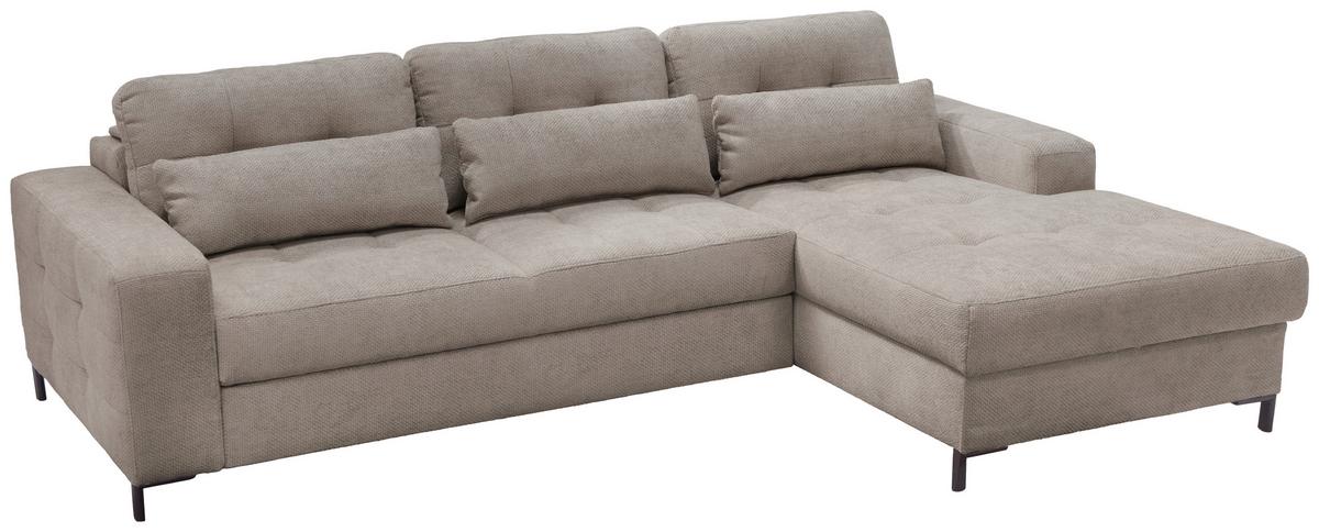 Ecksofa Bonito, Hellbraun Schenkel: 255x176 cm - Hellbraun/Schwarz, Design, Textil (260/176cm) - Livetastic