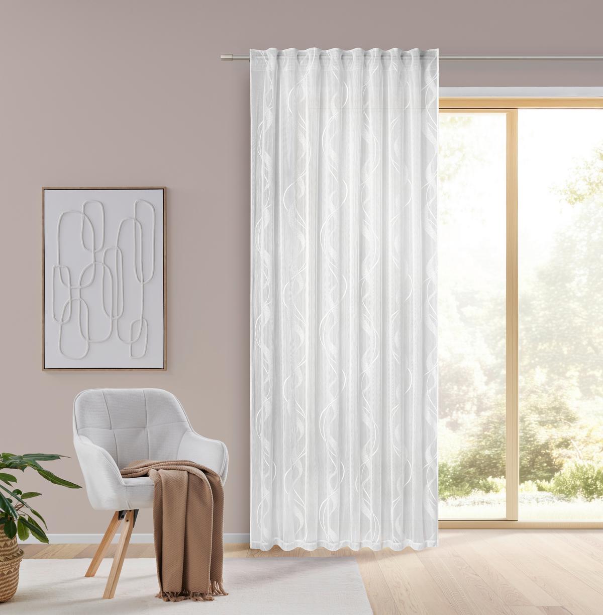 HOTOVÝ ZÁVĚS WAVE - bílá, Romantický / Rustikální, textil (140/245cm) - Mömax