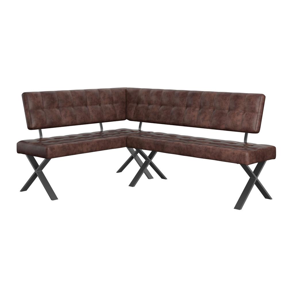 Eckbank Braun Vintage Lederlook Donna 150x200 cm