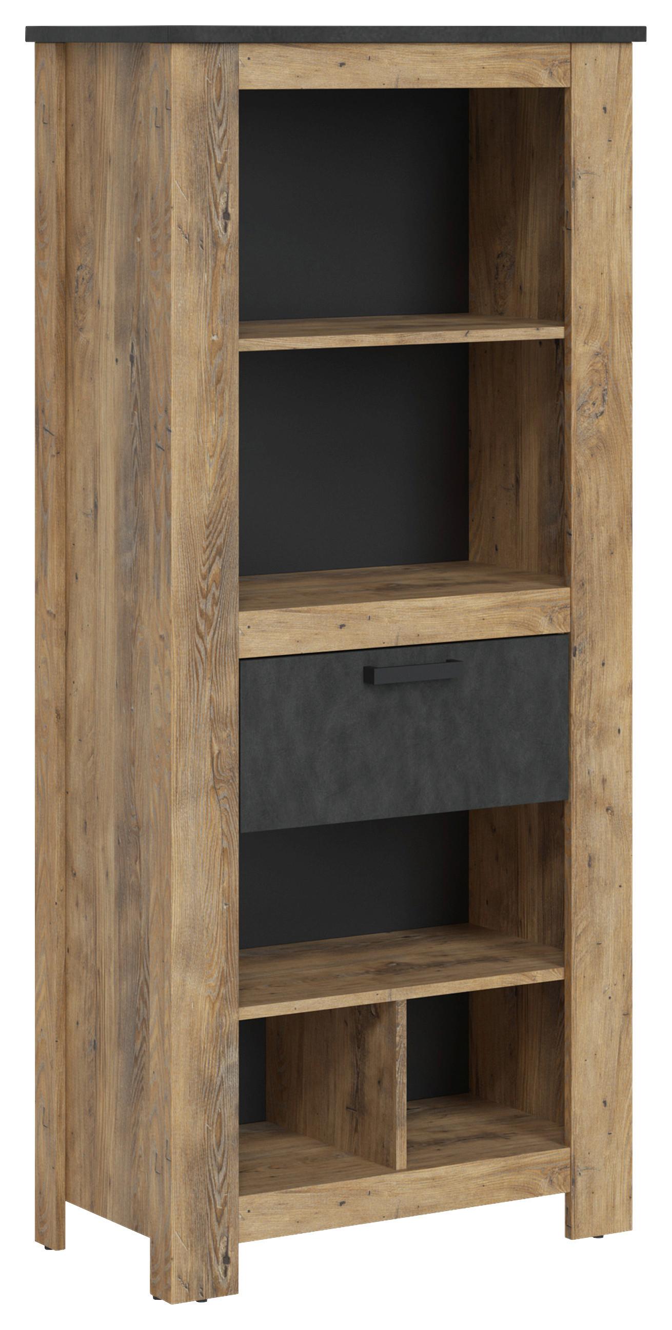 Regal Rapallo Kastanie B: 74 cm - Kastanienfarben/Schwarz, MODERN, Holzwerkstoff (74/162,3/38,5cm)