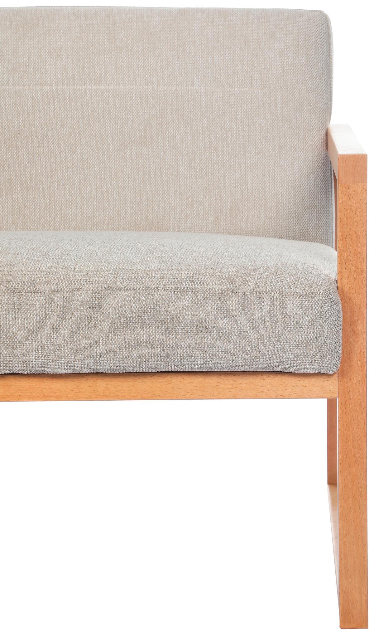 Dvojmiestna pohovka MALMÖ, svetlosivá, bukový masív - prírodná farba/svetlosivá, Modern, drevo/textil (120/75/69cm) - Mömax