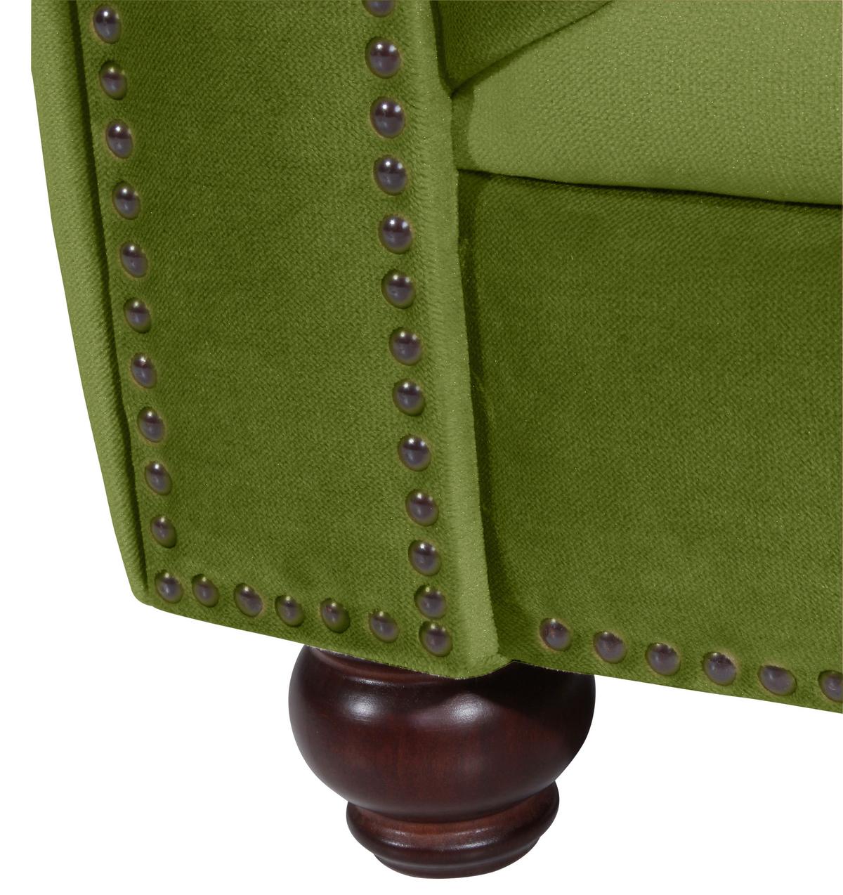 CHESTERFIELD-SOFA ORLEANS - Nussbaumfarben/Olivgrün, Design, Textil (196/77/100cm) - Max Winzer