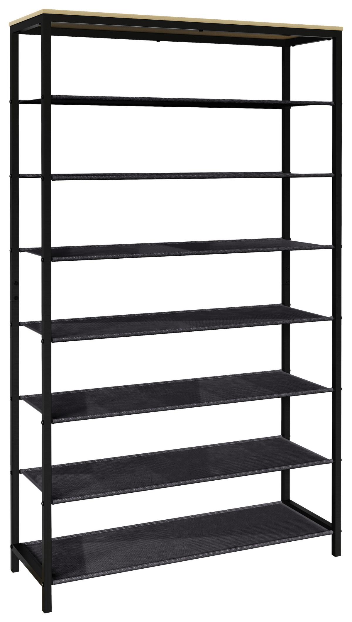 Schuhregal Taliro Schwarz Honigeiche Dekor - Honigeiche/Schwarz, Design, Holzwerkstoff/Metall (90/152/30cm) - MID.YOU