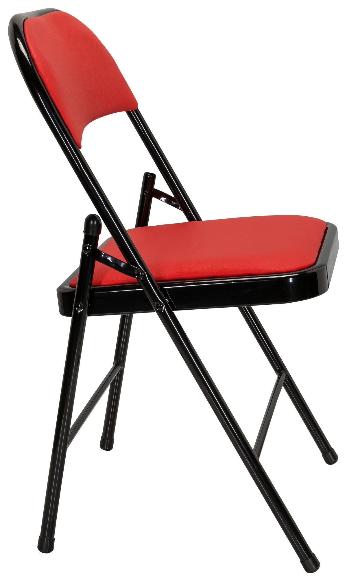 Klappstuhl Tudela Pu Rot/schwarz Lederlook - Rot/Schwarz, Basics, Textil/Metall (44/80/49cm) - MID.YOU