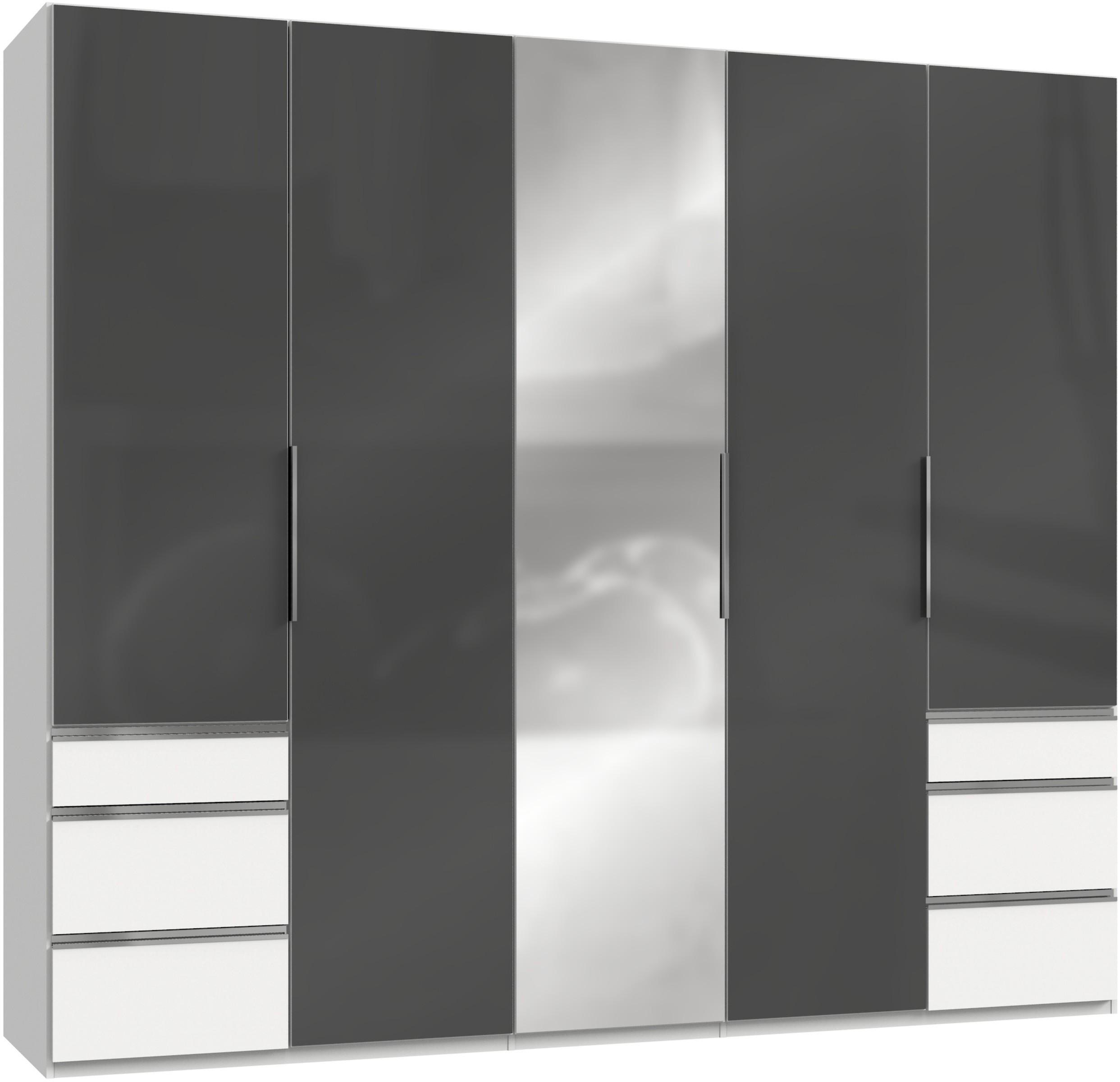 Drehtürenschrank 250cm Level, Grau/weiß - Weiß/Grau, MODERN, Glas/Holzwerkstoff (250/216/58cm) - MID.YOU