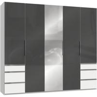 Drehtürenschrank 250cm Level, Grau/weiß - Weiß/Grau, MODERN, Glas/Holzwerkstoff (250/216/58cm) - MID.YOU