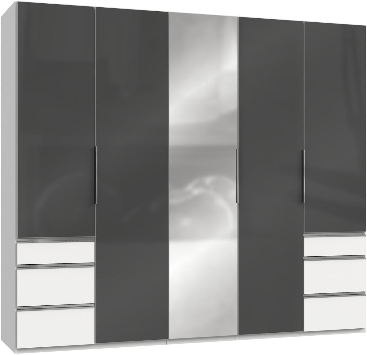 Drehtürenschrank 250cm Level, Grau/weiß - Weiß/Grau, MODERN, Glas/Holzwerkstoff (250/216/58cm) - MID.YOU
