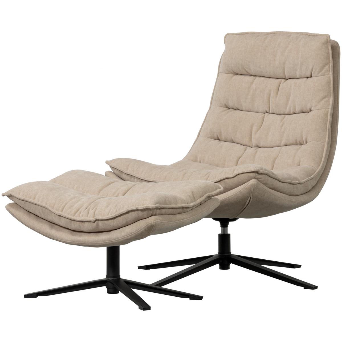 Sesselset Kube Naturfarben B: 77cm - Schwarz/Naturfarben, Design, Textil (77/97/69cm) - Livetastic