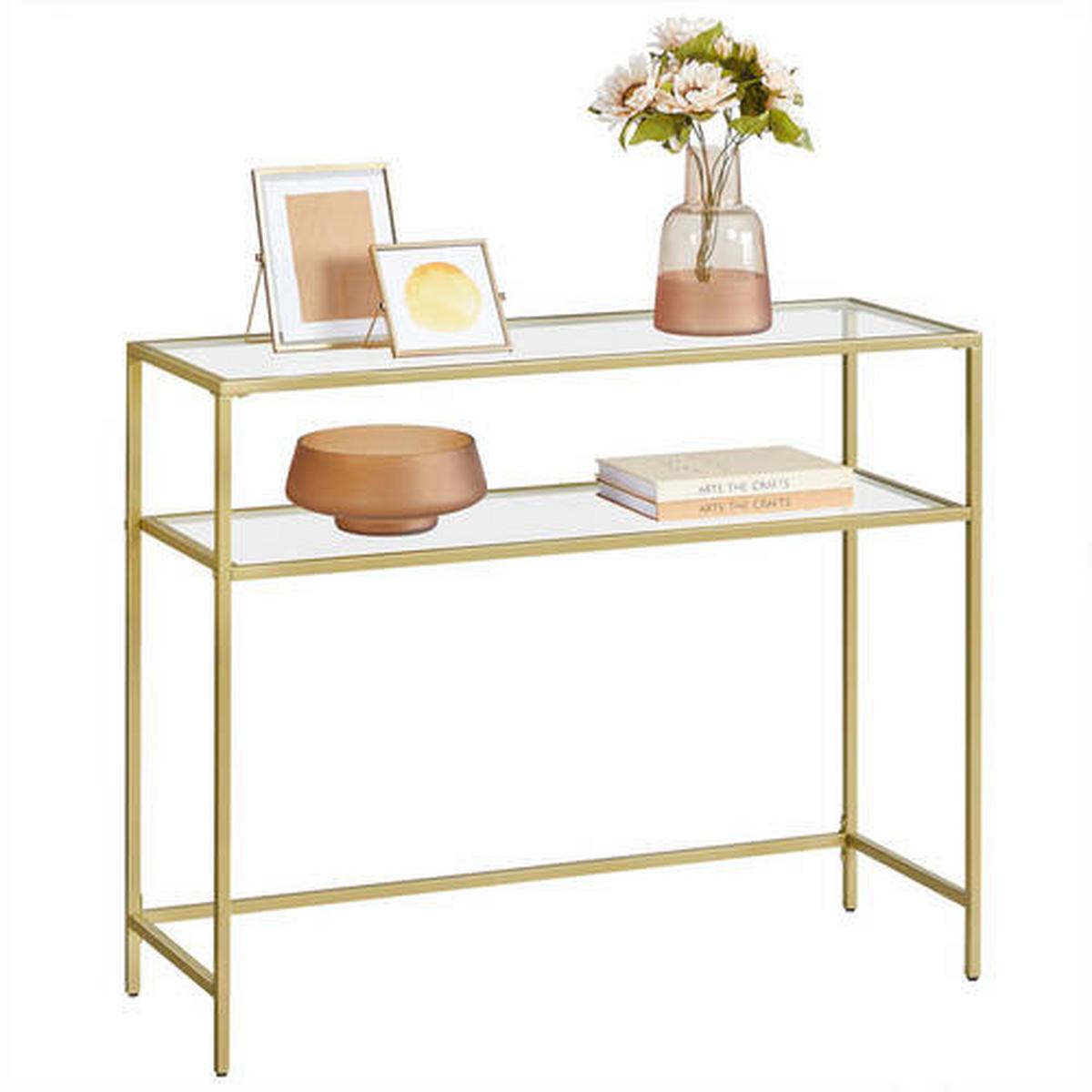 Konsolentisch B: 100 cm Goldfarben - Goldfarben, Trend, Glas/Metall (100/80/35cm) - Boxxx