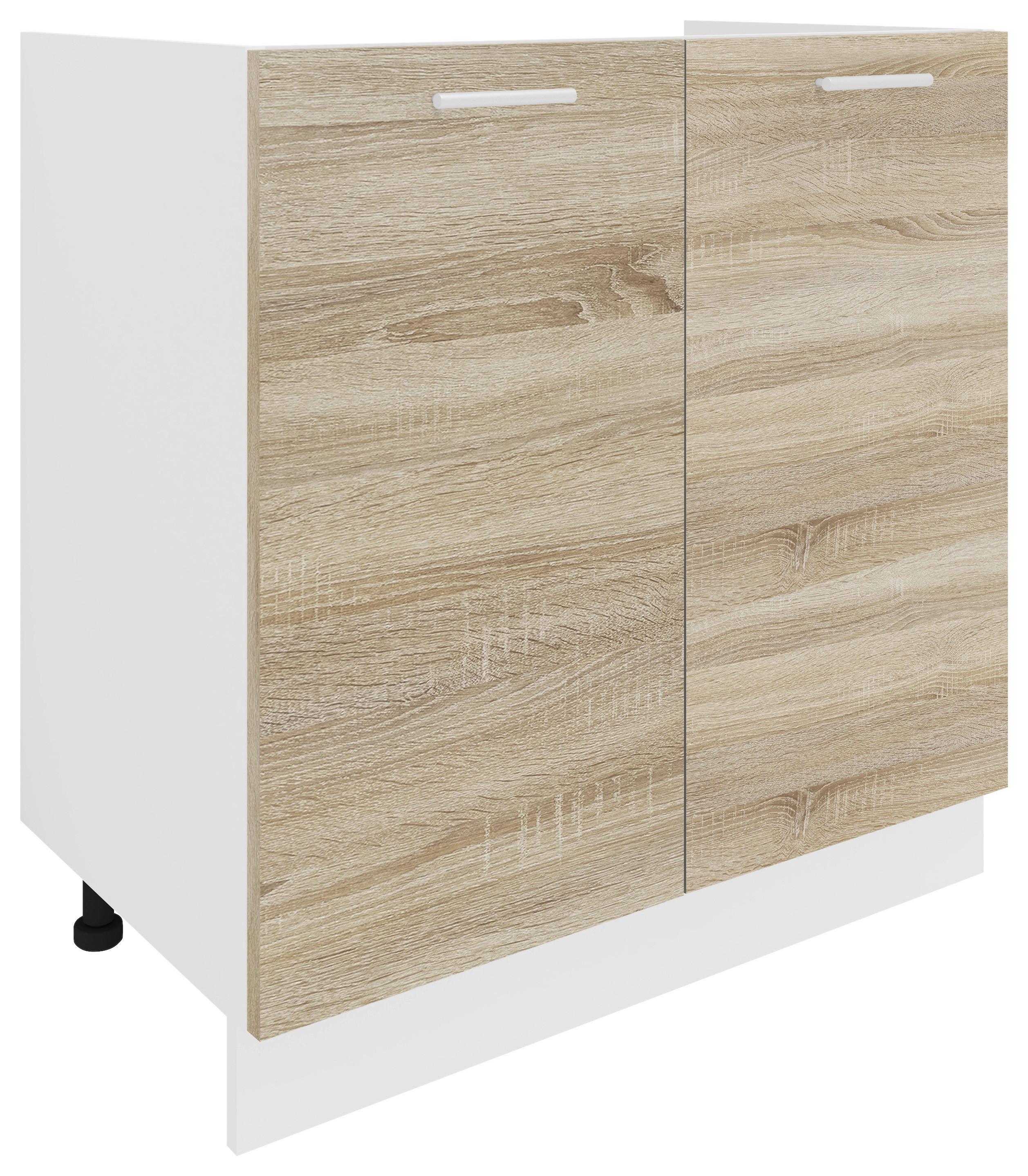 Waschbeckenunterschrank Esilo B: 80 cm Weiß/Eiche Dekor - Weiß/Sonoma Eiche, KONVENTIONELL, Holzwerkstoff (80/82/46cm) - MID.YOU