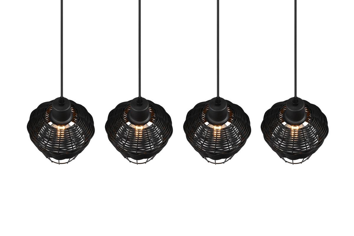 Hängeleuchte Borka H: 150 Cm 4-Flammig - Schwarz, ROMANTIK / LANDHAUS, Holz/Metall (95/150/17,5cm)