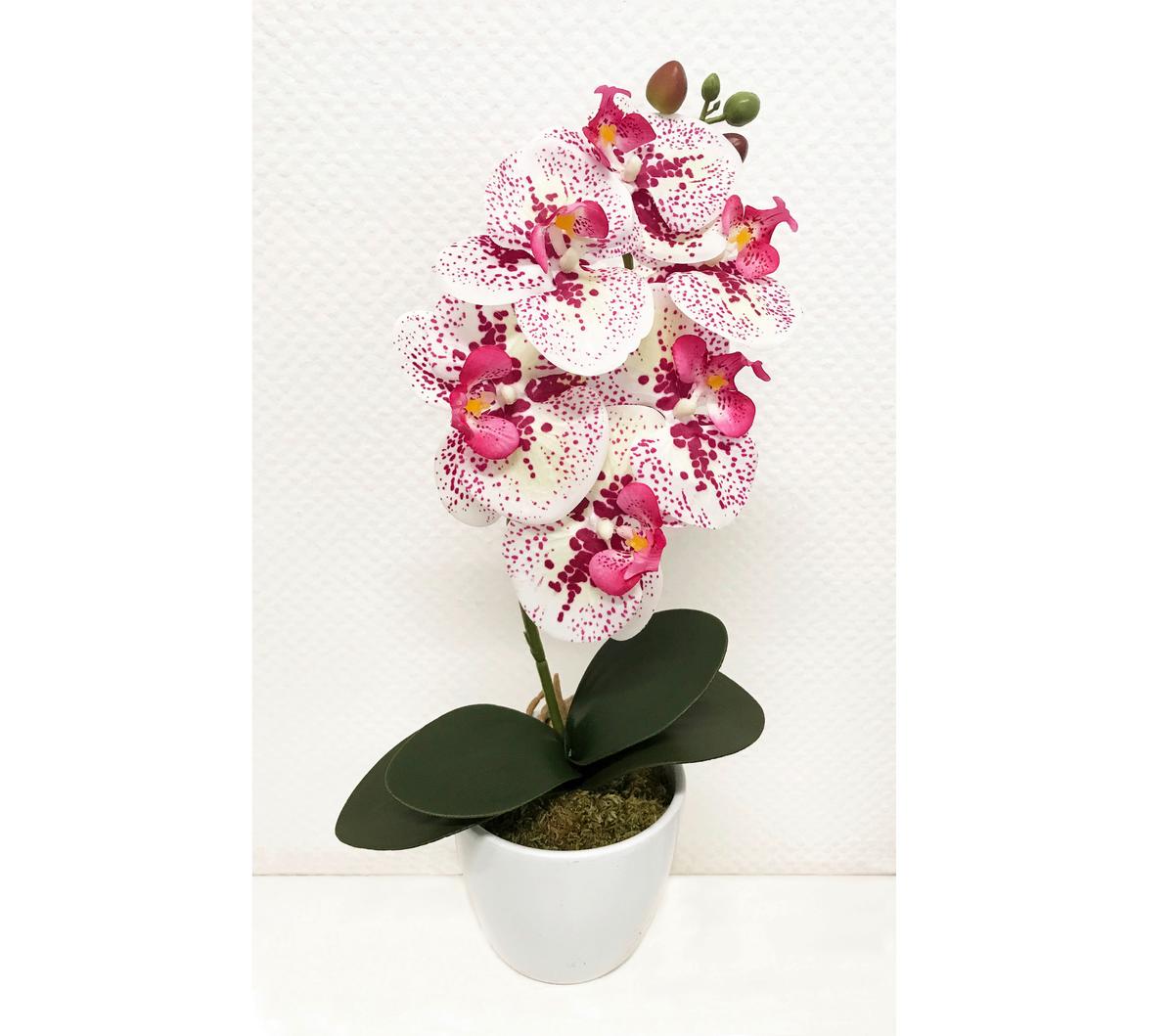 Kunstpflanze Orchidee Bunt H: 40 cm Im Topf, Sofie - Lila/Weiß, KONVENTIONELL, Keramik/Kunststoff (40cm)