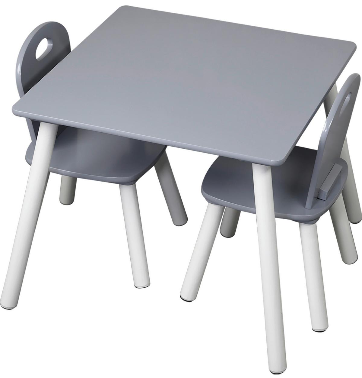 Kindersitzgruppe Mit 2 Stühlen Weiß Grau - Weiß/Grau, Basics, Holzwerkstoff - Kesper