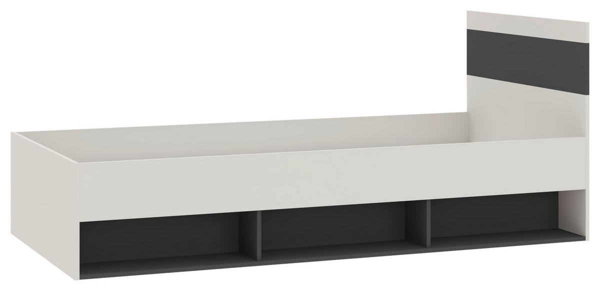 Bett Basic Two Kaschmir/Anthrazit 90x200 - Kaschmir/Anthrazit, KONVENTIONELL, Holzwerkstoff (90/200cm)