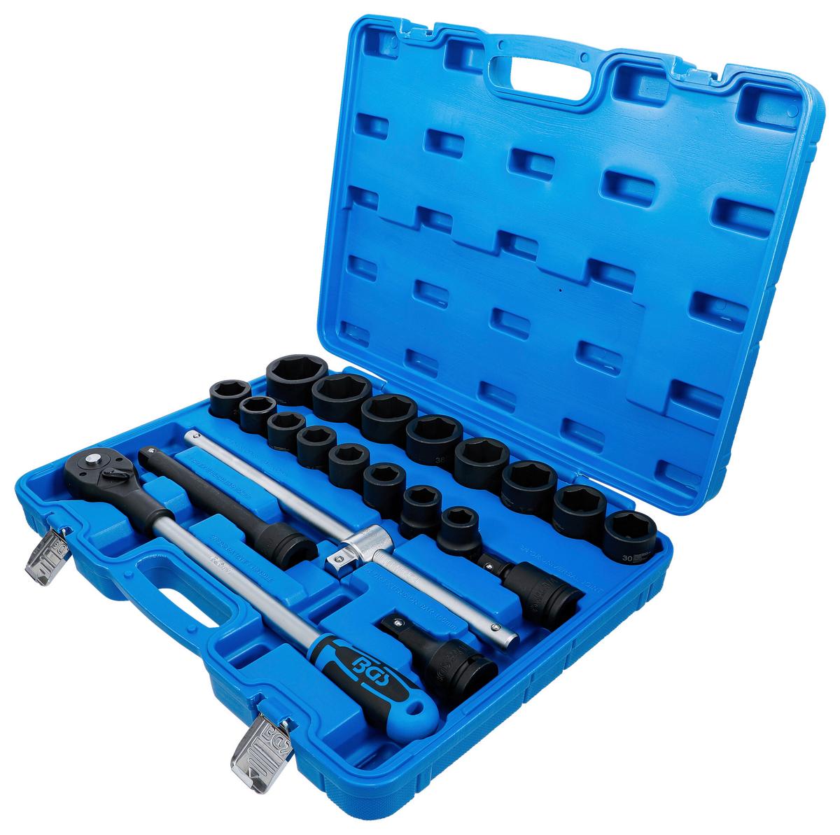 Steckschlüssel-Satz 21-Teilig Blau/Schwarz/Silberfarben - Blau/Silberfarben, Basics (54,2/41/10,8cm)