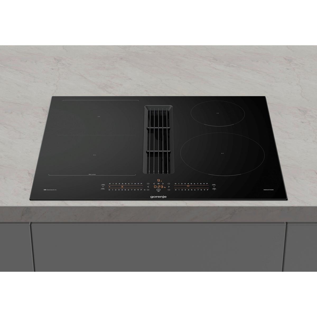 Kochfeld-dunstabzug-kombi Geh6432bscwf - Schwarz Hochglanz, MODERN, Glas (60/23,3/52cm) - Gorenje