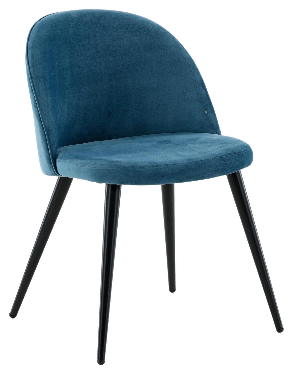 Stuhl-Set Velvet Schwarz/Blau B: 57 cm - Blau/Schwarz, Design, Textil/Metall (57/76.5/50cm) - Livetastic