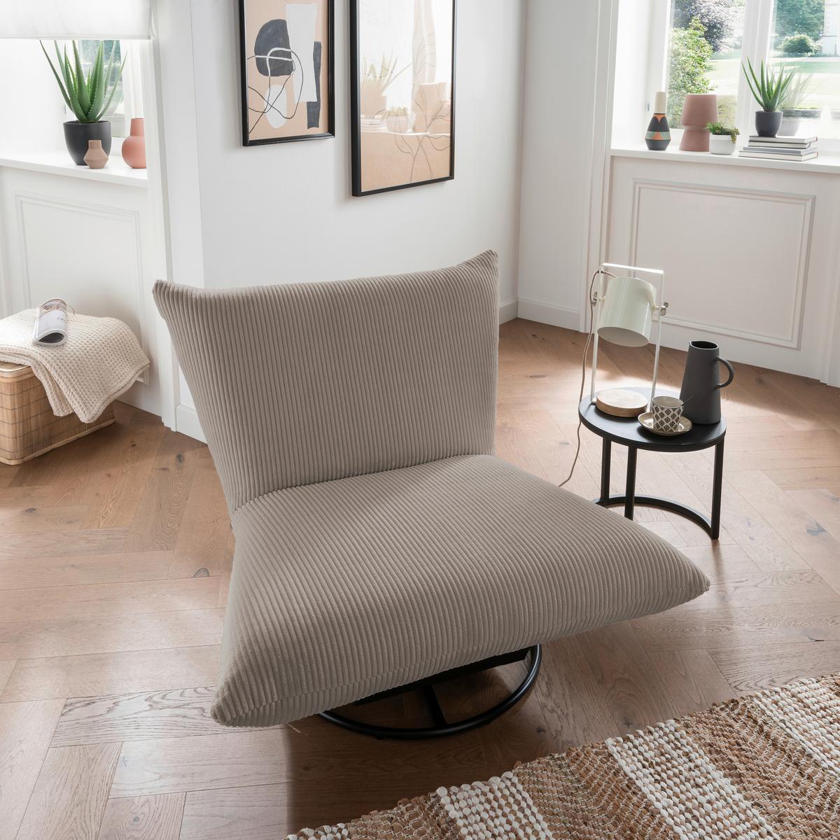 Relaxsessel Cremona Stoffbezug Graubraun - Graubraun/Schwarz, Design, Textil (100/78/96cm) - Livetastic