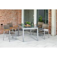 Gartengarnitur 5-tlg Silano Aus Aluminium - Silberfarben/Grau, MODERN, Holz/Kunststoff - Gardenson