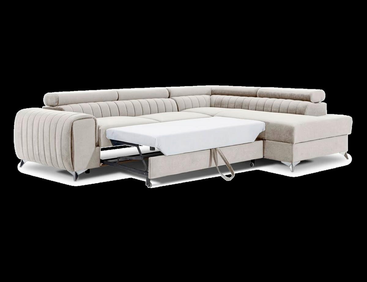 Ecksofa Laurence Beige S: 278x205 cm - Beige/Silberfarben, Design, Textil (278/205cm) - MID.YOU