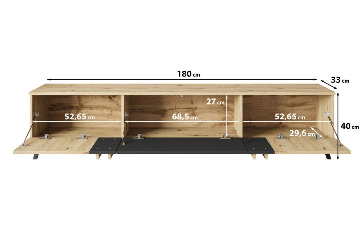 Lowboard Helsinki 183 Beige/Congo B: 180 cm - Beige/Schwarz, Trend, Holzwerkstoff (180/40/33cm)